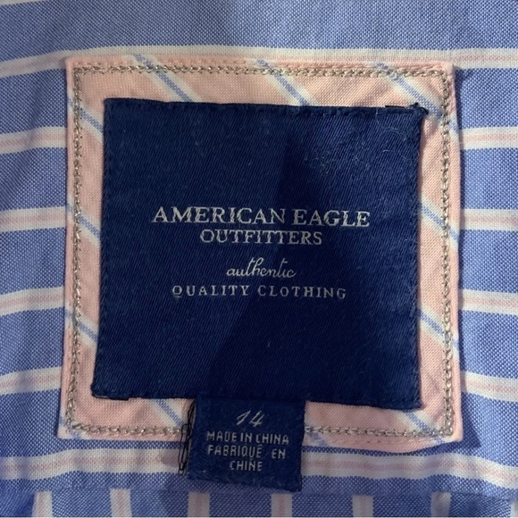 American Eagle Striped Button Shirt - Short Sleeve - Picture 4 of 8